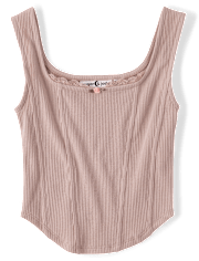 Tween Girls Ribbed Lace Corset Tank Top