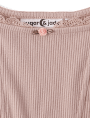 Tween Girls Ribbed Lace Corset Tank Top