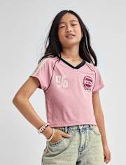 Tween Girls V-Neck Soccer Tee