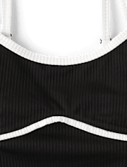 Tween Girls Contrast Ribbed One Piece Swimsuit