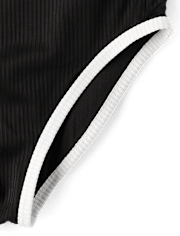 Tween Girls Contrast Ribbed One Piece Swimsuit