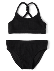 Tween Girls Crinkle Braided Girls Bikini Swimsuit