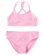 Tween Girls Crinkle Braided Girls Bikini Swimsuit