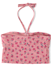Tween Girls Floral Halter Longline Bikini Swimsuit