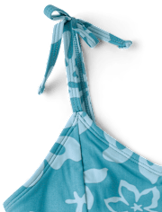 Tween Girls Tropical Bow Shoulder Bikini Swimsuit