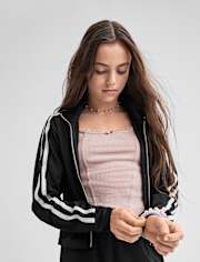 Tween Girls Contrast Stripe Track Jacket