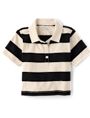 Tween Girls Striped Rugby Polo