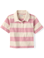 Tween Girls Striped Rugby Polo