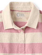 Tween Girls Striped Rugby Polo