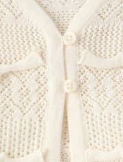 Tween Girls Ruffle Pointelle Cardigan