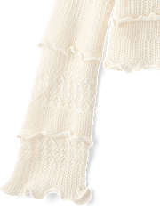 Tween Girls Ruffle Pointelle Cardigan