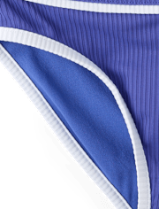 Tween Girls Contrast Ribbed 3-Piece Swimsuit