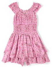 Tween Girls Floral Smocked Romper