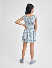 Tween Girls Floral Smocked Romper