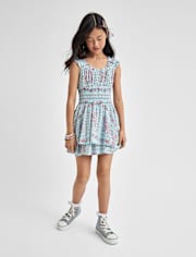 Tween Girls Floral Smocked Romper