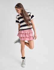 Tween Girls Tiered Ruffle Mini Skort