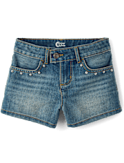 Tween Girls Studded Shortie Jean Shorts