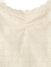 Tween Girls Textured Eyelet Off Shoulder Top
