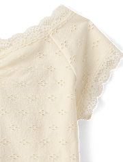 Tween Girls Textured Eyelet Off Shoulder Top