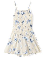 Tween Girls Floral Smocked Romper