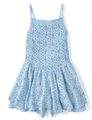 Tween Girls Floral Smocked Romper