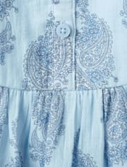 Tween Girls Paisley Button Tank Dress