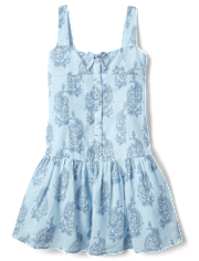 Tween Girls Paisley Button Tank Dress