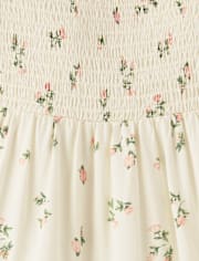 Tween Girls Floral Smocked Off Shoulder Dress