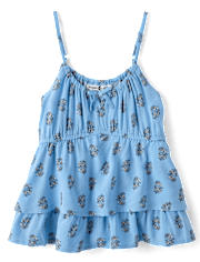 Tween Girls Floral Tiered Tank Top