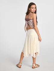 Tween Girls Lace Midi Hanky Hem Skirt