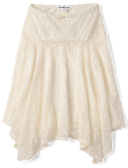 Tween Girls Lace Midi Hanky Hem Skirt