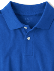 Boys Uniform Short Sleeve Pique Polo | The Children's Place - RENEW BLUE