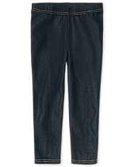 Girls Faux Denim Capri Leggings