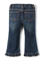 Baby And Toddler Girls Ruffle Flare Jeans