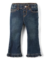 Baby And Toddler Girls Ruffle Flare Jeans