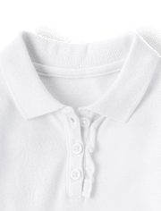Toddler Girls Uniform Ruffle Soft Stretch Pique Polo