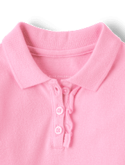 Polo de piqué con volantes de uniforme para niñas pequeñas