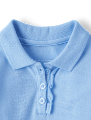 Polo d'uniforme en piqué à volants pour toute-petite fille