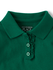 Polo d'uniforme en piqué à volants pour toute-petite fille