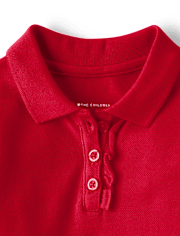 Toddler Girls Uniform Ruffle Soft Stretch Pique Polo