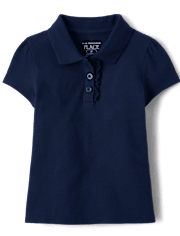 Toddler Girls Uniform Ruffle Pique Polo
