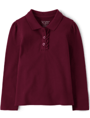 Polo d'uniforme en piqué à volants pour toute-petite fille