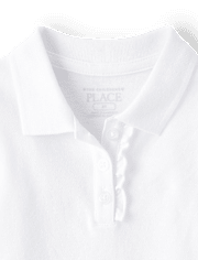 Polo d'uniforme en piqué à volants pour toute-petite fille
