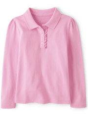 Toddler Girls Uniform Ruffle Pique Polo
