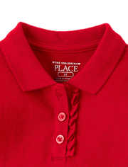 Polo d'uniforme en piqué à volants pour toute-petite fille