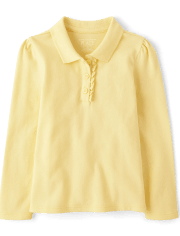 Toddler Girls Uniform Ruffle Pique Polo