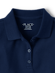 Polo de piqué de manga larga uniforme para niñas