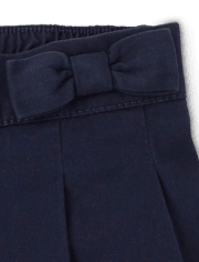 Toddler Girls Uniform Bow Stretch Pleated Skort