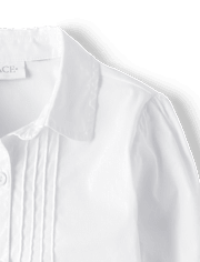 Chemise boutonnée uniforme en popeline nervurée pour fille