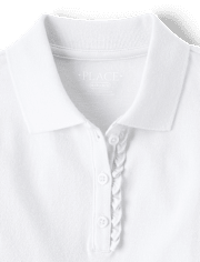 Girls Uniform Ruffle Soft Stretch Pique Polo